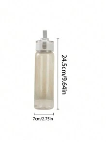 1pc Portable Sports Fitness Large Capacity Transparent Cup, Outdoor, Travel, Office Essential Water Bottle - Clear - View 8