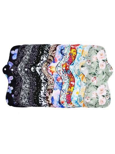 5pcs XL Reusable Menstrual Pads, Bamboo Cloth Pads For Heavy Flow Large Sanitary Pads Set With Wings For Girl, Washable Overnight Cloth Panty Liners Period Pads
