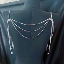 1pc Cross-Border New Arrival Accessory Rhinestone Shoulder Chain Sexy Tassel Multi-Layer Collarbone Necklace Crystal Body Chain - Gold - View 5