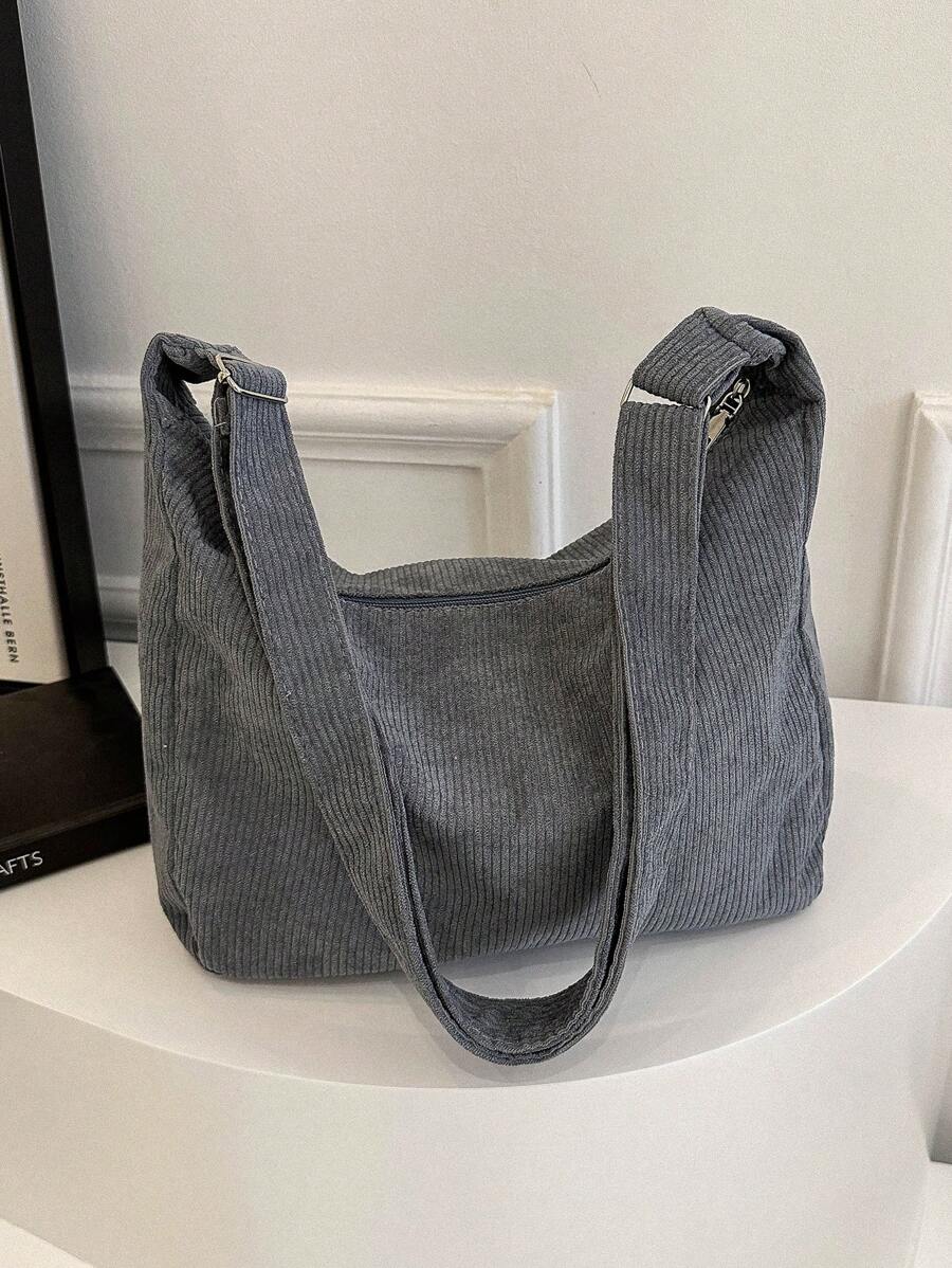 Túi nhung màu trơn có sức chứa cao và giản dị có dây đeo vai có thể điều chỉnh và kết cấu mềm mại cho phụ nữ