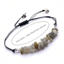 天然寶石碎片水晶手鍊可調節順序,有助於平衡身心靈,靈氣禮物 - 彩色 - 查看 2