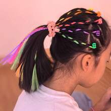 Kid's Cute Hair Tie, Mini Claw Clip, Ponytail Holder, Mixed Color, Adult, Braids, Twists, Hair Buns, Party, Travel, Bright, Scenery, School Performance, Art Show, College Girl, Lady, Elegant, Dating, Bohemian, Cornrows, Twisted Rope Hair Band - Multicolor - View 6