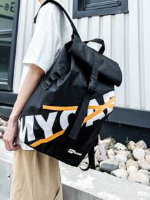 New Arrival Fashionable Casual Men'S Shoulder Bag With Flap Cover, Coated Waterproof Fabric, Suitable For Vacation, Traveling, Shopping, Business Trip, School Or Outdoor Activities. Flap Backpack School Bag Bookbag Black Bag Casual Daypack Valentines Gifts For Men - Black - View 4