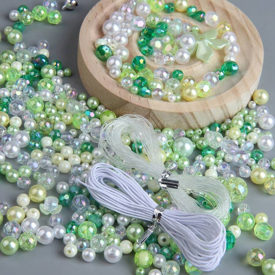 1包50克綠色調diy首飾製作珠子套件,適用於製作手鐲,項鍊,是聖誕/生日的絕佳禮物,巴洛克系列