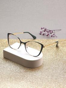 1 Pair Cat Eye Enamel Two-Tone Everyday Glasses For Women - Green - View 3