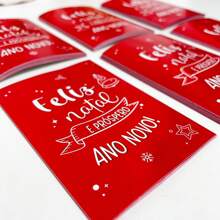 50 Folhetos Natal - Folheto Boas Festas - Próspero Ano Novo - Vermelho - Visão 3