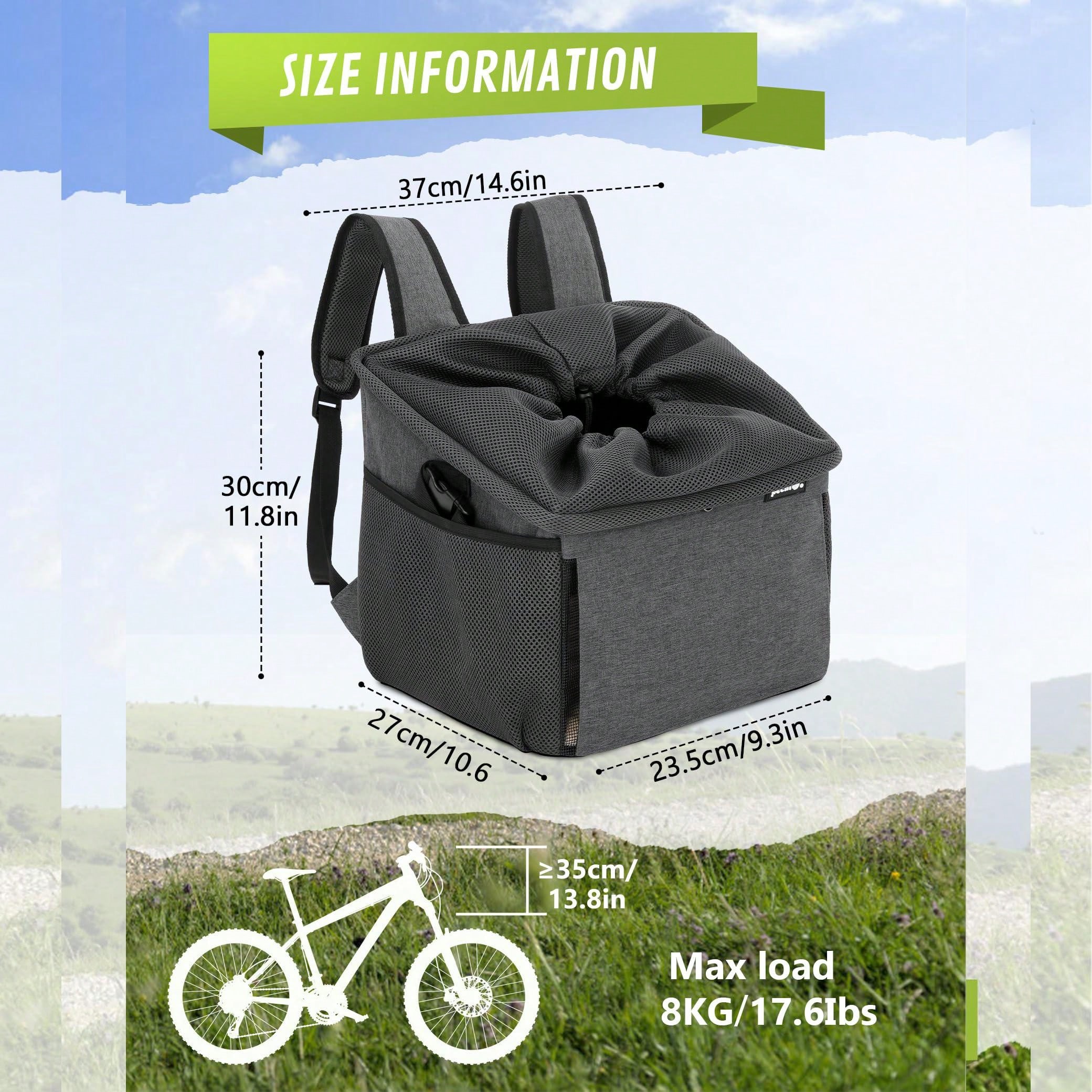 Pecute Dog Basket for Bike + Handlebar Adapter, Pet Bike Carrier for Small Dogs Cats, Hold Up to