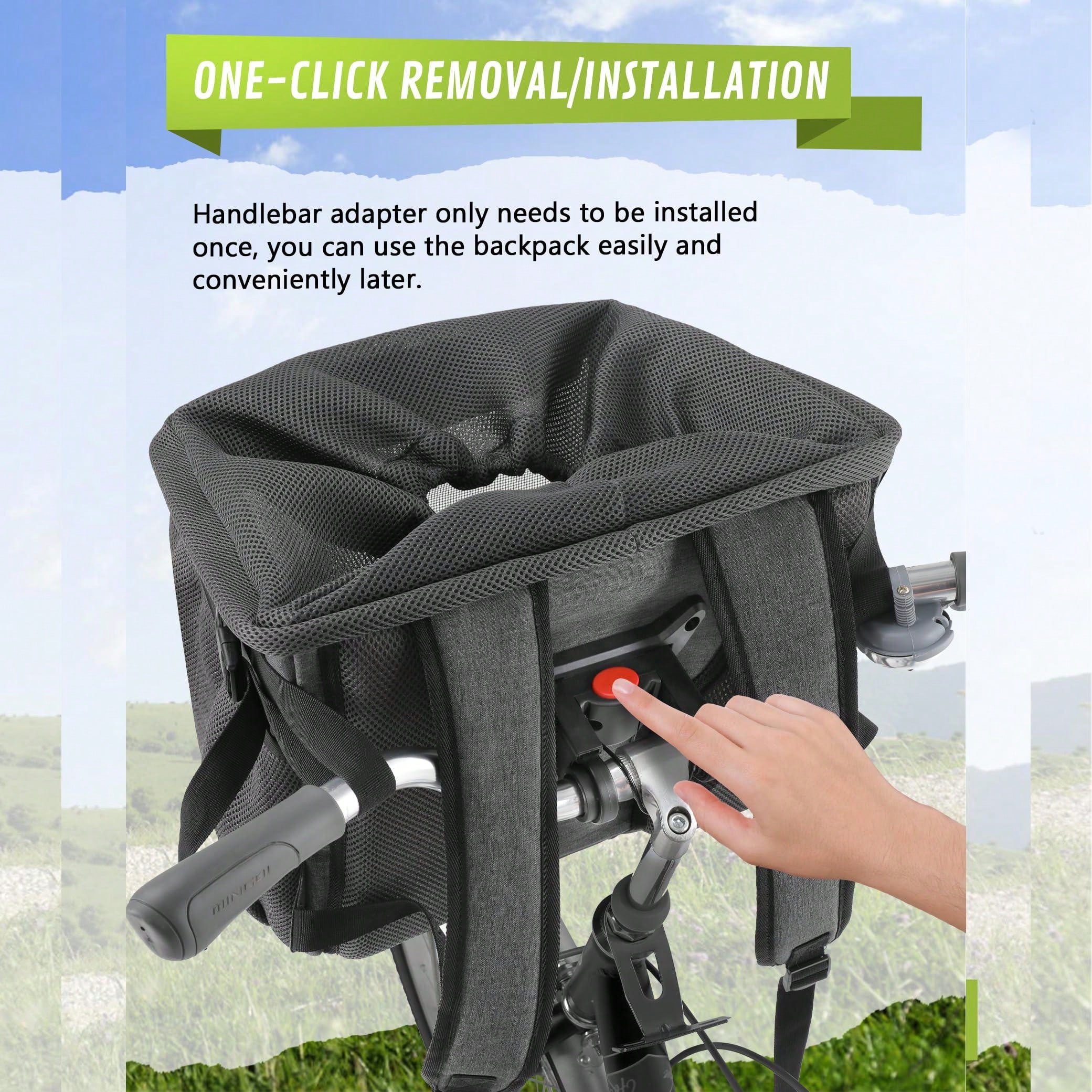 Pecute Dog Basket for Bike + Handlebar Adapter, Pet Bike Carrier for Small Dogs Cats, Hold Up to