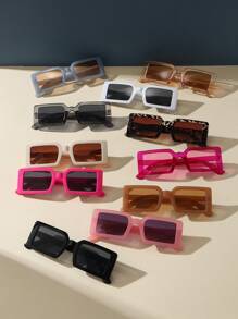 11pcs/Set Vintage Rectangular Small Frame Plastic Decor Fashion Glasses Unisex Shades Beach Accessories Beach Accessories For Women Glasses Shades Basics Fall Winter Women Outfits Clothes Business Casual Gifts - 彩色 - 查看 2