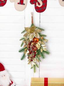 1 Miếng 42cm ( H ) Nhân tạo Hoa giáng sinh , Cây thông Kim , Những quả bóng , Quả mọng Với - Đỏ  Quả mọng & Kim băng & Những quả bóng Treo Vật trang trí , Giáng sinh Vòng hoa Vòng hoa Đối với Cửa , Tường , Cầu thang , Cửa sổ , Ngoài trời Đồ trang trí - Vàng - Xem 8