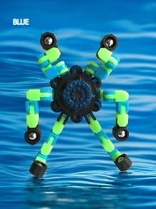 鏈條連接led夜光玩具,解壓拼圖玩具,手部變形,是生日和聖誕節等節日的理想禮物 - 藍色 - 查看 3