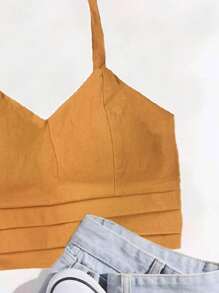 Women Tank Tops & Camis - Mustard Yellow - View 2