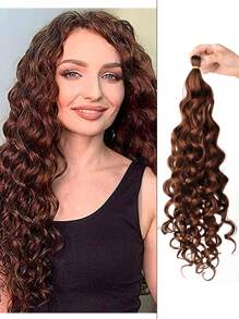 編織髮 哈瓦伊卷曲假髮 波浪假髮 女神掛鉤假髮 黑褐漸變20英寸合成纖維女性合成假髮,適合非洲的日常佩戴 - 棕色 - 查看 1