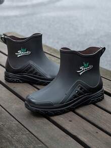 女式戶外行山涉水柔軟舒適雨天防水防滑時尚潮流短筒雨鞋,適用於青少年、學生、年輕女士、釣魚、花園、農場工作的雨季防水鞋,平底橡膠雨靴 - 黑色 - 查看 6
