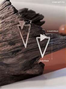 CHOSHILAR 1 par de aretes triangulares minimalistas geométricos y 1 pieza arete bidireccional - Plateado - Ver 7