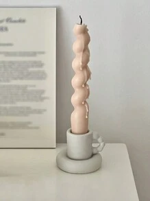 Ins Style Ceramic Candle Holder - Round Shape - Beige - View 1