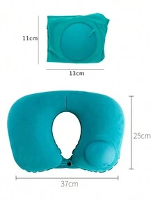 1pc Inflatable U-shaped Pillow With Press Button, Suitable For Travel And Bath - Multicolor - View 8