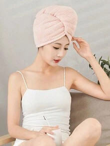 1 件,粉紅色,乾髮帽速乾女吸水珊瑚絨頭巾洗髮精加厚浴帽強吸水性