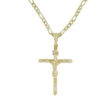 Colar De Cruz Charme/pingente Jesus De Corrente Dourada Para Homens