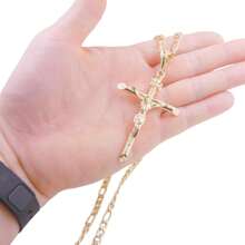 Colar De Cruz Charme/pingente Jesus De Corrente Dourada Para Homens