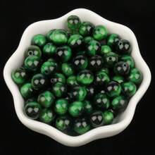 4-12mm天然石頭圓形綠虎眼石亞馬遜石藍寶石石英玛瑙斑彩間隔散珠,適用於珠寶製作diy手鐲項鍊 - 彩色 - 查看 14