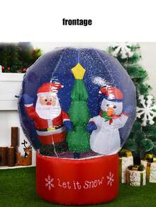 1個120cm聖誕節充氣裝飾,聖誕老人雪人熱氣球led發光下雪充氣玩具,新年聖誕派對裝飾品 - 彩色 - 查看 4