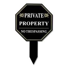 1pc Acrylic Ground Insert Sign With Video Surveillance & Property Protection Warning, Waterproof & No Trespassing Sign For Private Property, Fade & Water Resistant - Black - View 7