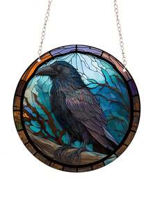 這個獨特的人造彩色玻璃花圈能為您的家增添秋季魅力!14.5公分/5.7英寸 - 彩色 - 查看 3