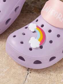 Dép xỏ ngón đi biển đế xuồng thời trang dễ thương hình kỳ lân thoáng khí nhẹ mềm mại thoải mái trong nhà/ngoài trời có thể điều chỉnh gót - Màu tím - Xem 3