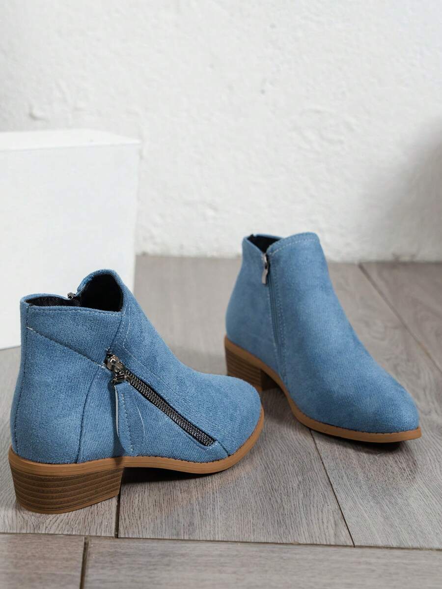 2023女士冬季時尚鞋款,女性秋季短靴 - 藍色 - 查看 1