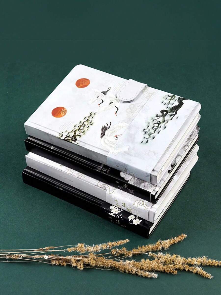 1本古典風格精裝筆記本,以鶴為主題,紙張厚實充足,適用於日記、筆記、辦公室筆記本 - 扶餘山 - 查看 1