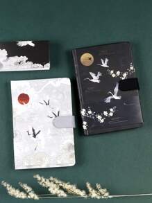 1本古典風格精裝筆記本,以鶴為主題,紙張厚實充足,適用於日記、筆記、辦公室筆記本 - 扶餘山 - 查看 3