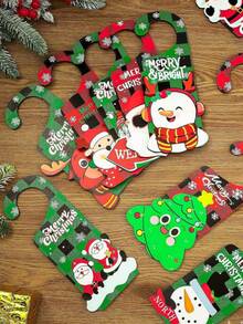 1入木製聖誕節門牌掛勾,聖誕節裝飾派對氣氛佈置配件
