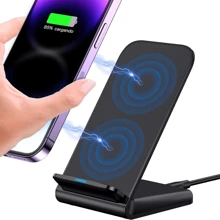 10W Fast Wireless Charger, Wireless Charging Stand Compatible With IPhone 13 12 11 Pro XR XS 8 Plus Galaxy S20 S10 Note 20 10 Googles And Other Qi-Enabled Phones - 黑色 - 查看 1