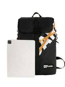 New Arrival Fashionable Casual Men'S Shoulder Bag With Flap Cover, Coated Waterproof Fabric, Suitable For Vacation, Traveling, Shopping, Business Trip, School Or Outdoor Activities. Flap Backpack School Bag Bookbag Black Bag Casual Daypack Valentines Gifts For Men - Black - View 8