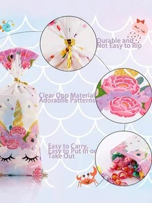 50 个 Opp 材质礼品袋，粉色蝴蝶图案糖果饼干烘焙礼品包装袋，适合生日派对装饰礼物
