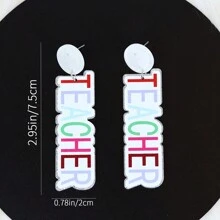 1 對女式教師節耳環,壓克力材質更美觀,銀別針更安全
