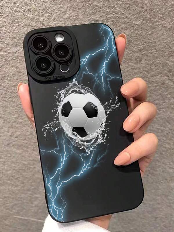 Football Soccer Pattern Printed Straight Edge Camera Hole Protective Case Compatible With IPhone 15 Series, Compatible With Samsung, Compatible With Huawei, Compatible With Xiaomi, Compatible With IPhone 15pro Max/13/14/11/P12/Xs/Se, Compatible With Samsung Galaxy A134g/A22/A21s/A514g/A52/S22/Ultra/A335g, Compatible With Redmi 10/Note 11 4g/Note 11 Lite/A53, Soft Tpu Anti-Drop Phone Case Compatible With IPhone, Compatible With Huawei, Compatible With Samsung Phones