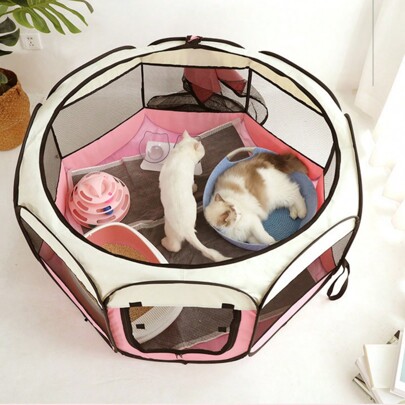 1pc Cat & Dog Resistant & Foldable Octagonal Pet Fence Tent Puppy Keep Puppy Keep Cat Toys Cat Scratching Post