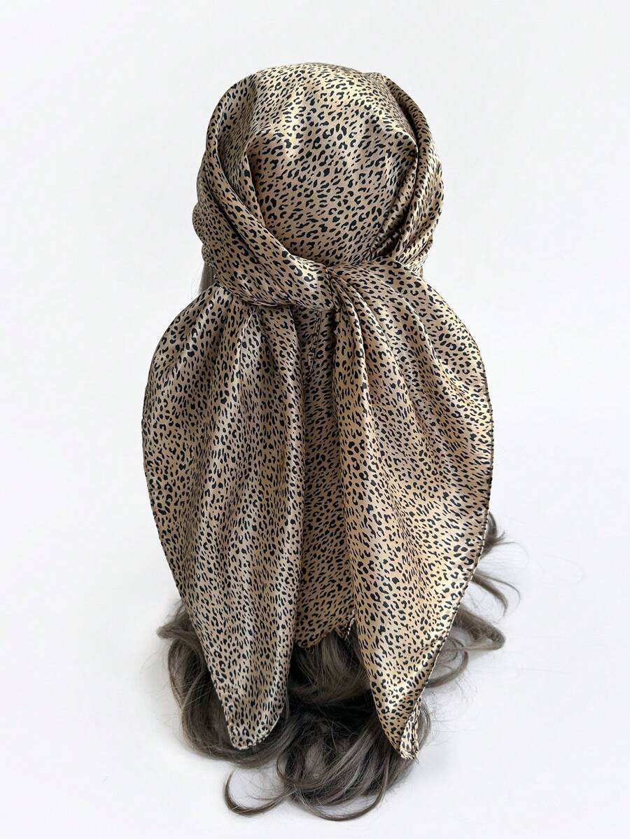 1 Miếng Của phụ nữ Khăn lụa Với Dấu chấm Và In Mô hình , Linh hoạt Hình vuông Khăn trùm đầu Đối với Khăn trùm đầu , Cái cổ Khăn quàng cổ , Khăn đi biển , Ngoài trời , Mặc hàng ngày - màu nâu - Xem 1