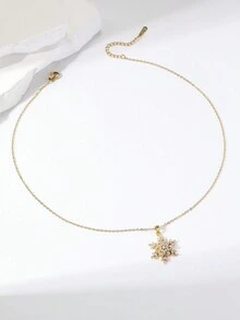 1 件可旋轉雪花吊墜項鍊時尚百搭女士鎖骨鍊節日禮物裝飾 - 彩色 - 查看 4