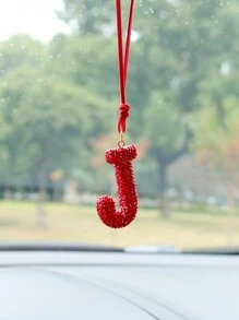 1 Pieza Colgante De Coche Con Letra J De Cerámica Roja - Rojo - Ver 5