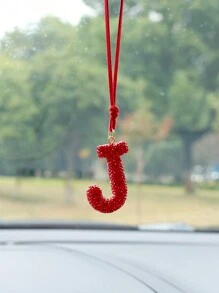 1 Pieza Colgante De Coche Con Letra J De Cerámica Roja - Rojo - Ver 2