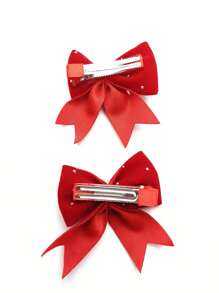 2 pinzas para el cabello de niñas, con decoración de corazón, perla, cristal y lazo, pinzas de cocodrilo