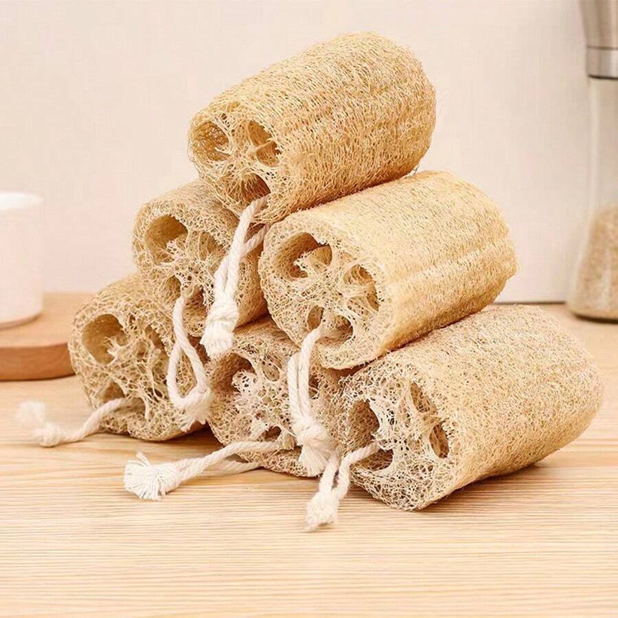 1/3pcs Natural Loofah Exfoliating Body Sponge, Suitable For Bath, Spa, Shower, 4 Inches (About 10.2cm) In Length