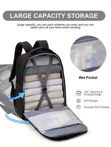 Business Backpack Men's Large Capacity Backpack Stylish Backpack Girls' Short Trips Multi-Functional Multi-Pocket Business Notebook Bag 15.6 "14" Casual Waterproof Travel Large Capacity Student Bag Suitable For Work And School Trips - Black - View 6