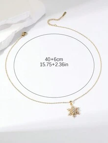 1 件可旋轉雪花吊墜項鍊時尚百搭女士鎖骨鍊節日禮物裝飾 - 彩色 - 查看 5