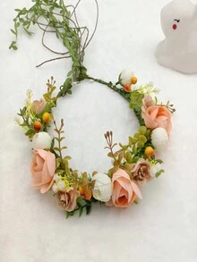 1 件裝女式新款人造花皇冠,帶滿天星和可調式頭帶,非常適合拍攝、節日和表演