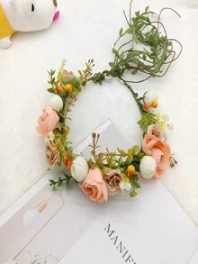 1 件裝女式新款人造花皇冠,帶滿天星和可調式頭帶,非常適合拍攝、節日和表演