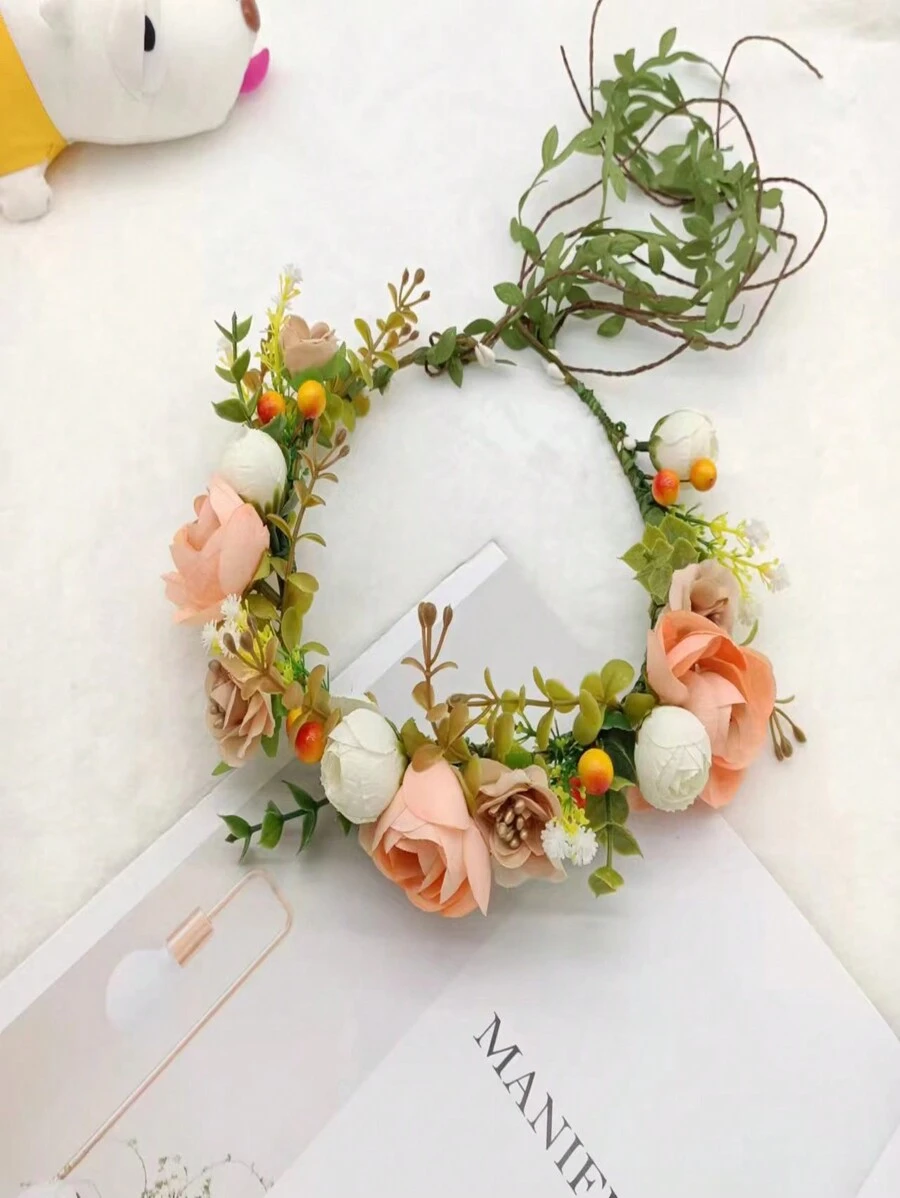 1 件裝女式新款人造花皇冠,帶滿天星和可調式頭帶,非常適合拍攝、節日和表演